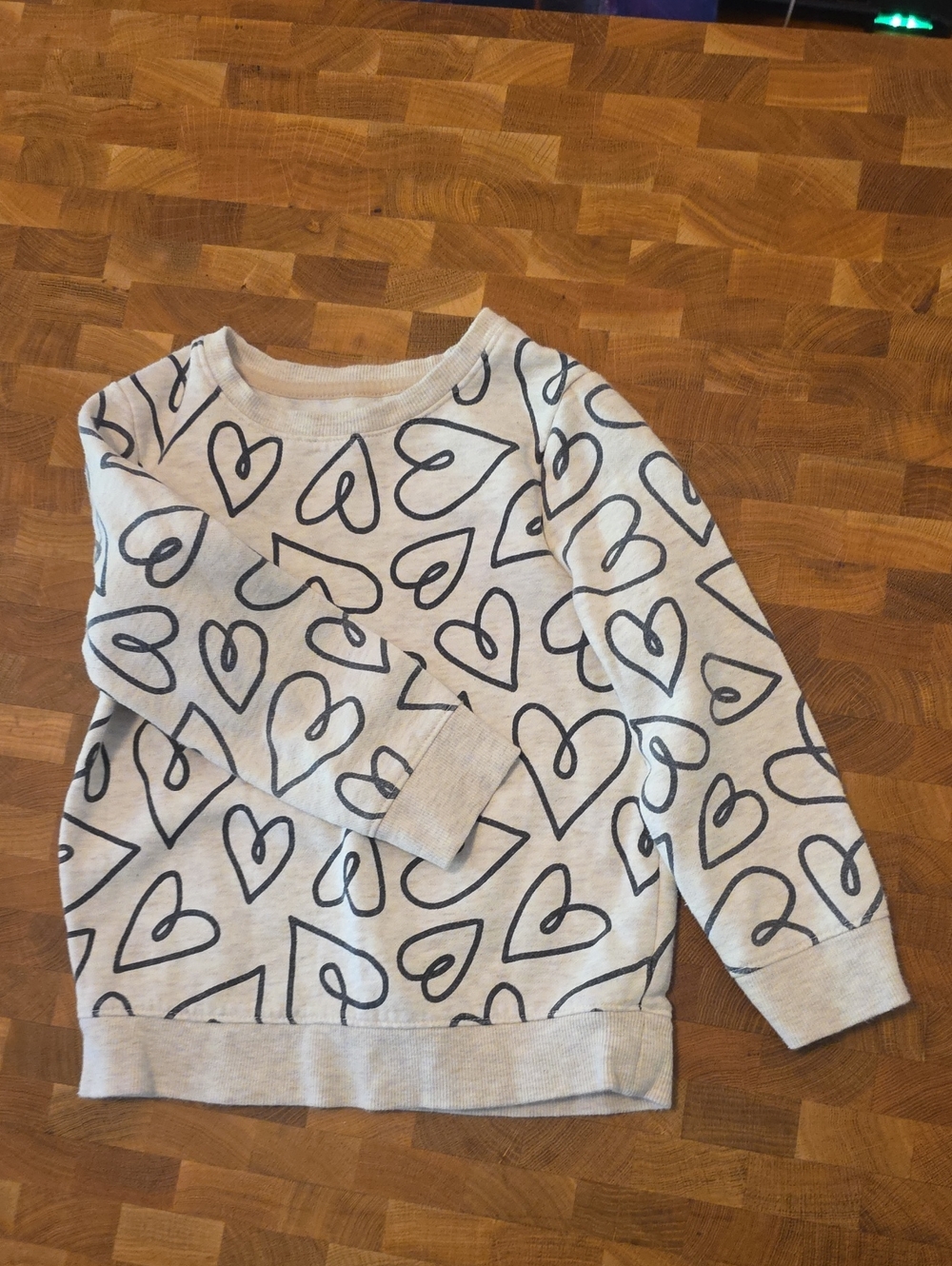 Cat & Jack Cream Sweatshirt with Black Heart Print